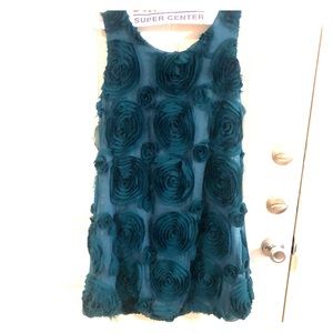 Turquoise dress with floral pattern